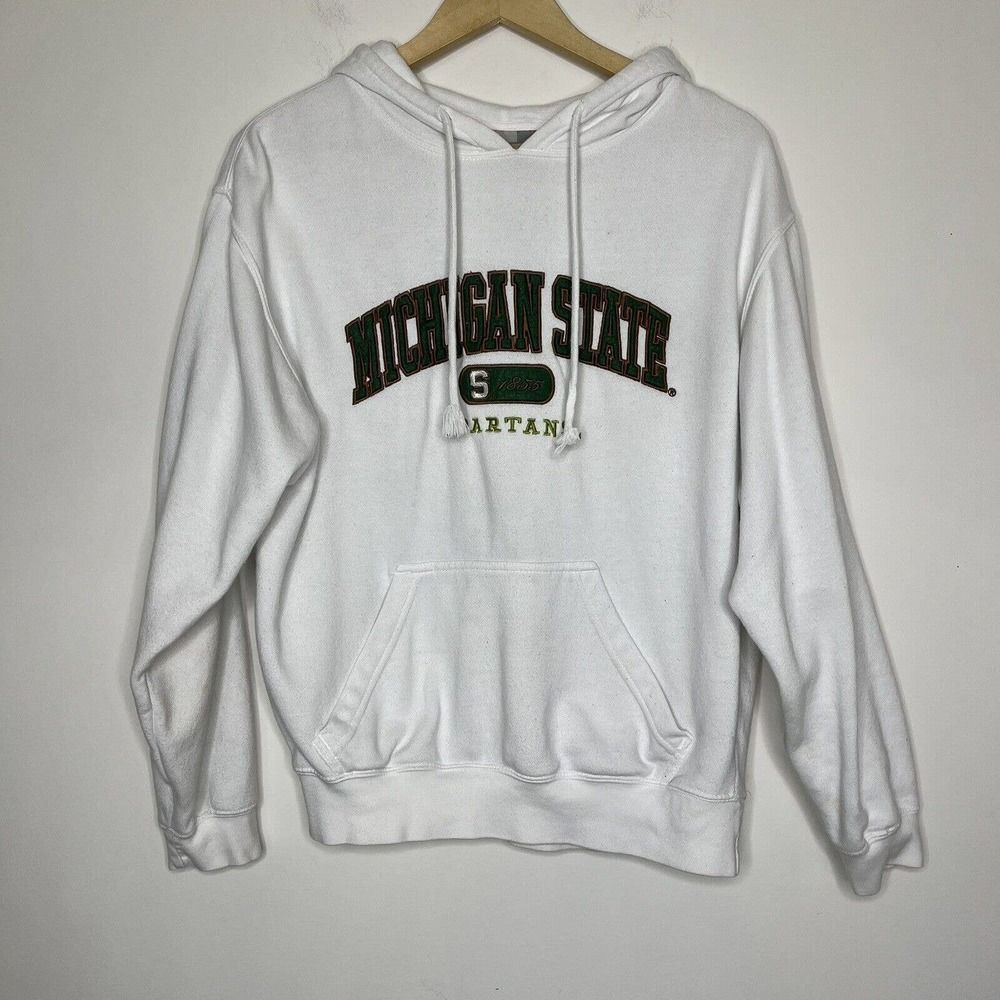 J. America Michigan State Spartans Sweatshirt Mens S White Hoodie Embroidered